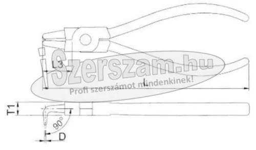 HANS seegergyűrű fogó 210mm belső hajlított 40-100mm 1856-09