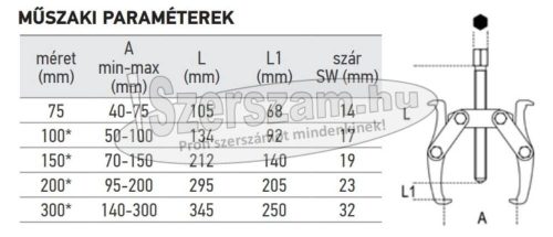 HANS Csapágylehúzó 2 körmös GP2-J (kétkaros) 5322