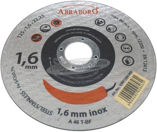 ABRABORO Chili acél vágókorong 115x1,6x22,23mm