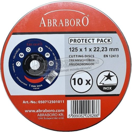 ABRABORO Vágókorong 115x1,0x22,23mm Chili INOX BLUE EDITION 10db/protect pack