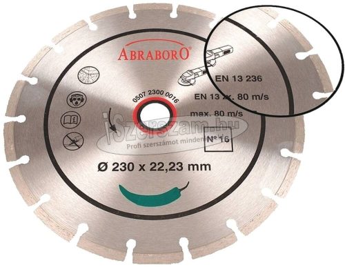 ABRABORO Univerzális gyémánttárcsa 125x2x22,23mm No16 csomag