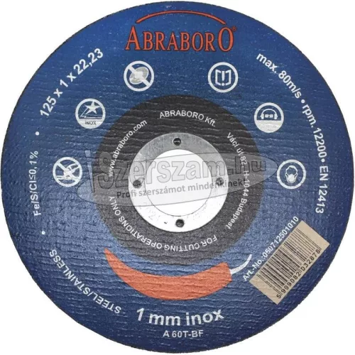 ABRABORO Vágókorong 125x1,0x22,23 mm Chili INOX BLUE EDITION 10db/protect pack