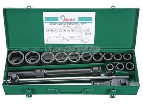 HANS 3/4˝ gépi dugókulcs készlet 17 részes 19-50 mm 6617M8