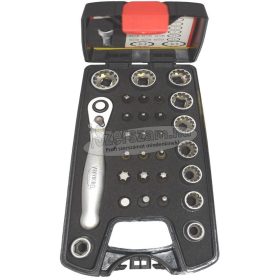   ABRABORO Bit készlet + dugókulcs készlet 30 részes SPLINE