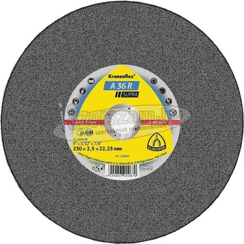 KLINGSPOR Vágókorong A 36 R SUPRA 125x2x22,23 mm egyenes INOX Kronenflex 126849