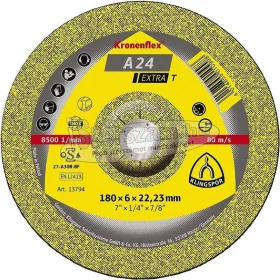   KLINGSPOR Csiszolókorong A 24 EXTRA-T 180x8x22,23 mm domború fém Kronenflex 13445