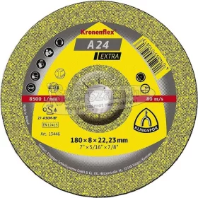   KLINGSPOR Csiszolókorong A 24 EXTRA 100-230x6-8x16-22,23 mm domború fém Kronenflex