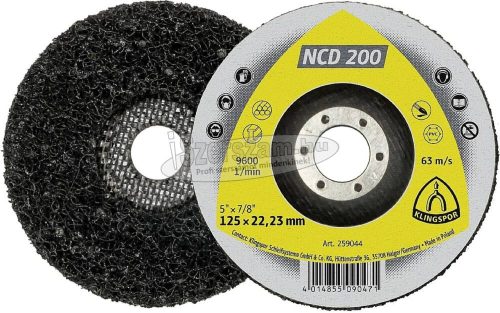 KLINGSPOR Tisztító korong NCD 200 115x22,23 mm SiC egyenes (tisztítótárcsa) 259043