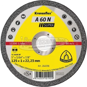   KLINGSPOR Vágókorong A 60 N SUPRA 125x1x22,23 mm egyenes nemesacél Kronenflex 264298