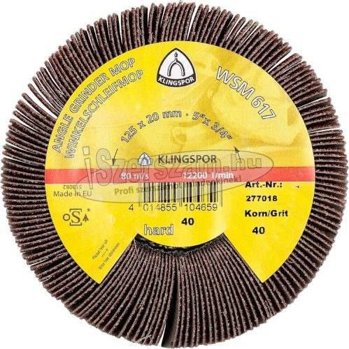 KLINGSPOR Lamellás csiszolókerék WSM 617 115x20 mm k40 M14 menet (CS 310 XF sarokcsiszoló-mop) 277014