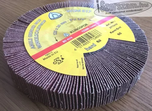 KLINGSPOR Lamellás csiszolókerék WSM 617 115-125x20 mm k40-k120 korund M14 (CS 310 XF sarokcsiszoló-mop)