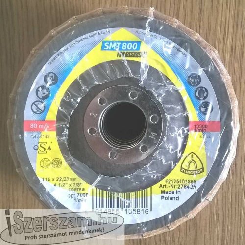 KLINGSPOR Flíz lamellás csiszolótányér SMT 800 SPECIAL 115-125x22,23 mm kúpos,12°