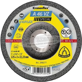  KLINGSPOR Vágó és csiszolókorong A 46 VZ SPECIAL 125x2x22,23 mm domború nemesacél Kronenflex 298177
