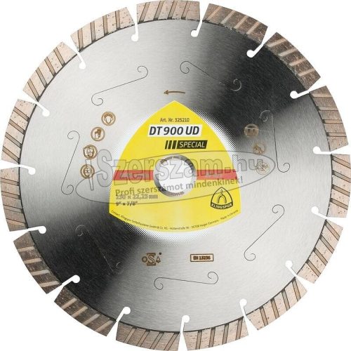 KLINGSPOR Gyémánt vágókorong DT 900 UD SPECIAL 230x2,6x22,23 mm 15 szegmens 42x2,6x12 mm Szabványos turbó 325210