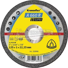   KLINGSPOR Vágókorong A 660 R SUPRA 125x1x22,23 mm egyenes INOX Kronenflex 328906
