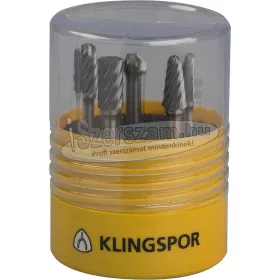   KLINGSPOR Keményfém turbomaró készlet HF 100 INOX speciális fogazás inoxhoz marócsap 5 részes 6 mm 334221