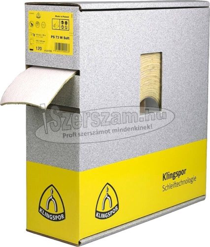KLINGSPOR Csiszolótekercs PS 73 BWF hatóanyaggal bevont 115x25000 mm k320 140PERF korund (csiszolópapír szivacsréteggel) 321758