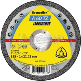   KLINGSPOR Vágókorong A 60 TZ SPECIAL 100-125x1x16-22,23 mm egyenes/domború nemesacél Kronenflex