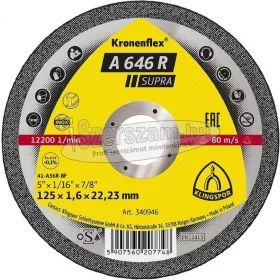   KLINGSPOR Vágókorong A 646 R SUPRA 115-230x1,6-1,9x22,23 mm egyenes/domború acél Kronenflex