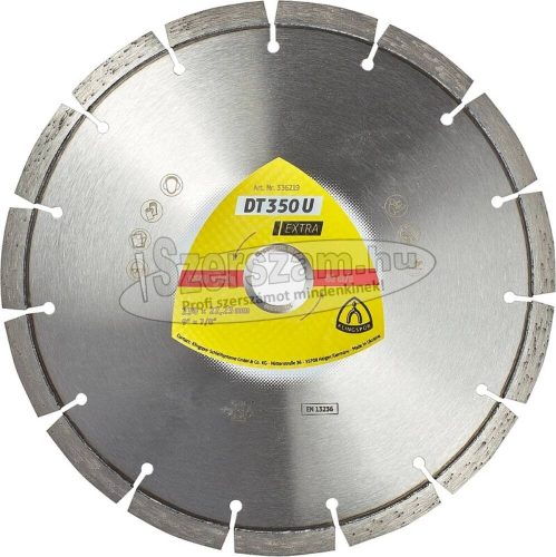 KLINGSPOR Gyémánt vágókorong DT 350 U EXTRA 115x2,4x22,23 mm 8 szegmens 33x2,4x10 mm Standard fogazás 336214