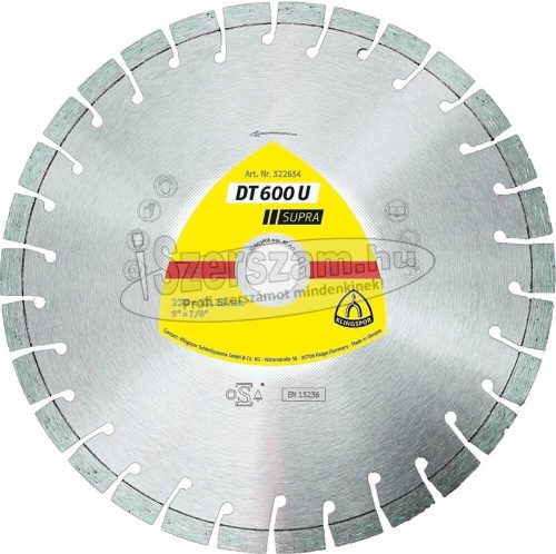 KLINGSPOR Gyémánt vágókorong DT 600 U SUPRA 100x2,4x16 mm 11 szegmens 20x2,4x9 mm Rövid fogazás 325025