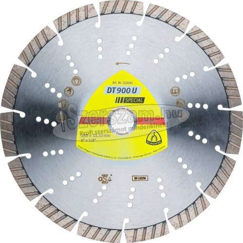 KLINGSPOR Gyémánt vágókorong DT 900 U SPECIAL 115x2,4x22,23 mm 8 szegmens 33x2,4x12 mm Szabványos turbó 325206