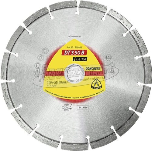 KLINGSPOR Gyémánt vágókorong DT 350 B EXTRA 125x2,4x22,23 mm 9 szegmens 33x2,4x10 mm Standard fogazás 339828