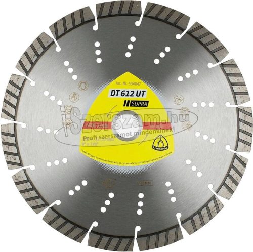 KLINGSPOR Gyémánt vágókorong DT 612 UT SUPRA 300x2,8x25,4 mm 20 szegmens 40x2,8x12 mm Szabványos turbó 340229