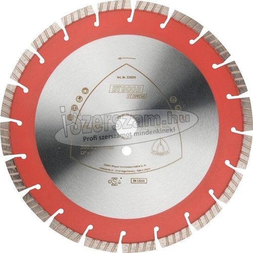 KLINGSPOR Gyémánt vágókorong DT 900 B 300x2,8x20 mm 20 szegmens 40x2,8x12 mm Szabványos turbó 325078