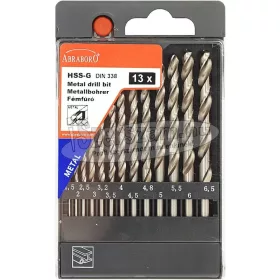   ABRABORO HSS-GS fémcsigafúró készlet DIN338 13 részes 1,5-6,5x0,5mm +3,2+4,8mm