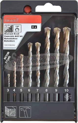 ABRABORO betonfúró Hengeres szárú készlet 8 részes 3-10mm diamant EVO2