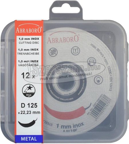 ABRABORO fémvágó korong INOX chili 125x1,0x22,23mm T41 12db/csomag