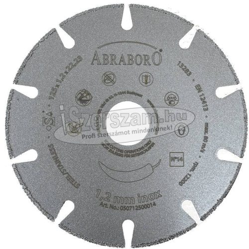 ABRABORO gyémánt vágótárcsa fém és INOX 125x1,2x22,23mm