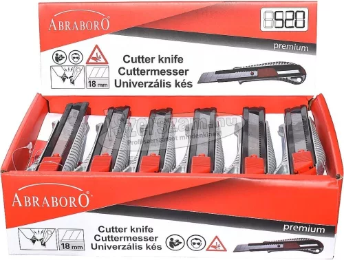 ABRABORO Kés SILVER CUT 18mm fémházas, pengetörővel