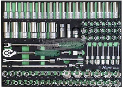 HANS 1/2" dugókulcs készlet 95 részes TTF-95 fiókmodul Cr-V
