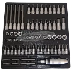   HANS 3/8"+1/2" bit-dugókulcsfej és ütvecsavarzó készlet 67 részes TT-59 fiókmodul Cr-V
