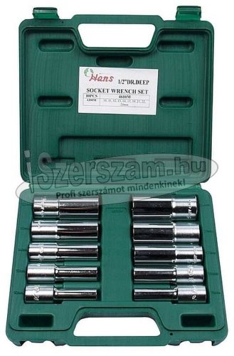 HANS 1/2" hosszú dugókulcsfej készlet 10-24x76mm 10 részes 4610MB Cr-V