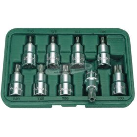   HANS 1/2" furatos TORX bit-dugókulcsfej készlet TH20-TH60 9 részes 46025-9 W/S2