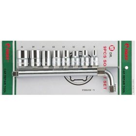   HANS 1/2" dugókulcs készlet 8-21mm hatszög 9 részes L-hajtókarral 4609M Cr-V