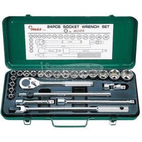   HANS 1/2" dugókulcs készlet 8-32mm 24 részes hatszög 4624M Cr-V