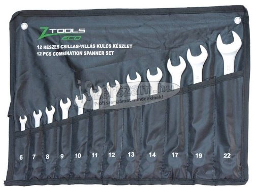 Z-TOOLS csillag-villás kulcskészlet elliptikus 6-22mm 12 részes 15° Cr-V