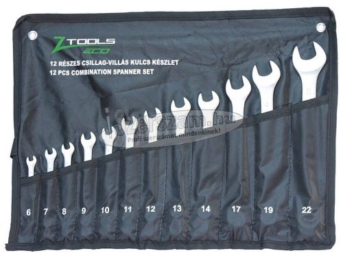 Z-TOOLS csillag-villás kulcskészlet elliptikus 6-22mm 12 részes 15° Cr-V