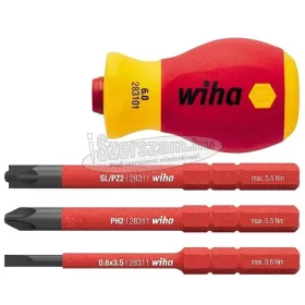   WIHA Stubby szigetelt bittartó készlet SL+PH+SL/PZ 4 részes 41230 SoftFinish electric slimVario VDE 1000V 41230