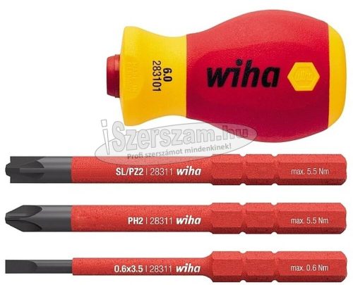 WIHA Stubby szigetelt bittartó készlet SL+PH+SL/PZ 4 részes 41230 SoftFinish electric slimVario VDE 1000V 41230