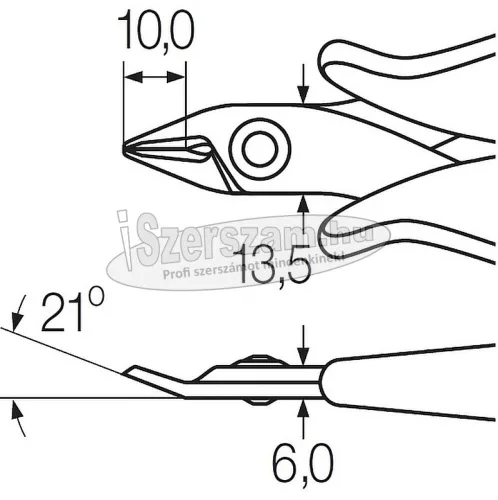 WIHA Electronic oldalcsípő Széles, hegyes fej fazetta nelkul 130mm 5 1/2" 26818