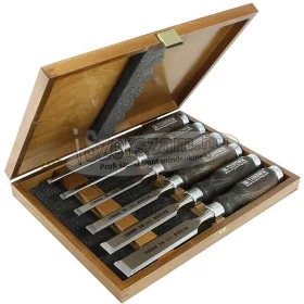   NAREX asztalosvéső készlet pácolt fa nyéllel 6 részes fadobozban 6-26mm 853053