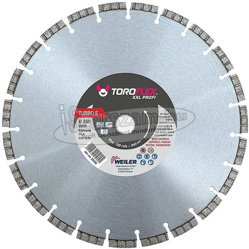 WEILER TOROFLEX TURBO LASER gyémánttárcsa 350x25,4/SH10mm