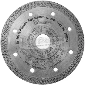   WEILER TOROFLEX FK TURBO gyémánttárcsa d125x1,2x22,23/SH10mm furaterősített 26823