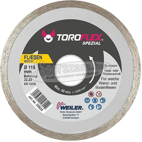 WEILER TOROFLEX FAVORIT CONTINUE gyémánttárcsa 110x22,23/SH6mm