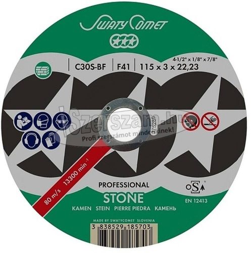 SWATYCOMET PROFESSIONAL STONE kővágó korong 125x3x22,23mm C30S-BF